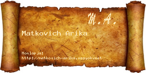 Matkovich Arika névjegykártya